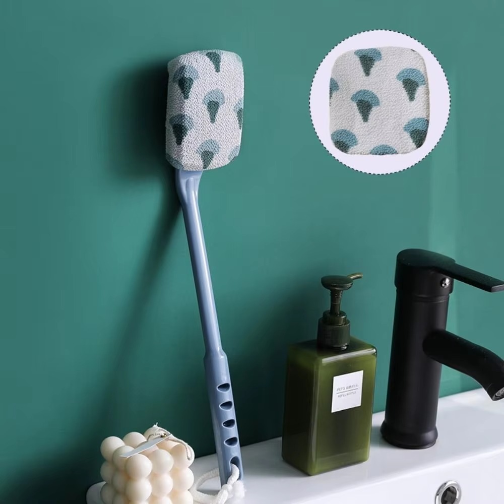 Escova de banho criativa com cabo longo, escova de limpeza de chuveiro macia reutilizável, escova esfoliante de plástico multiuso para mulheres: Preto