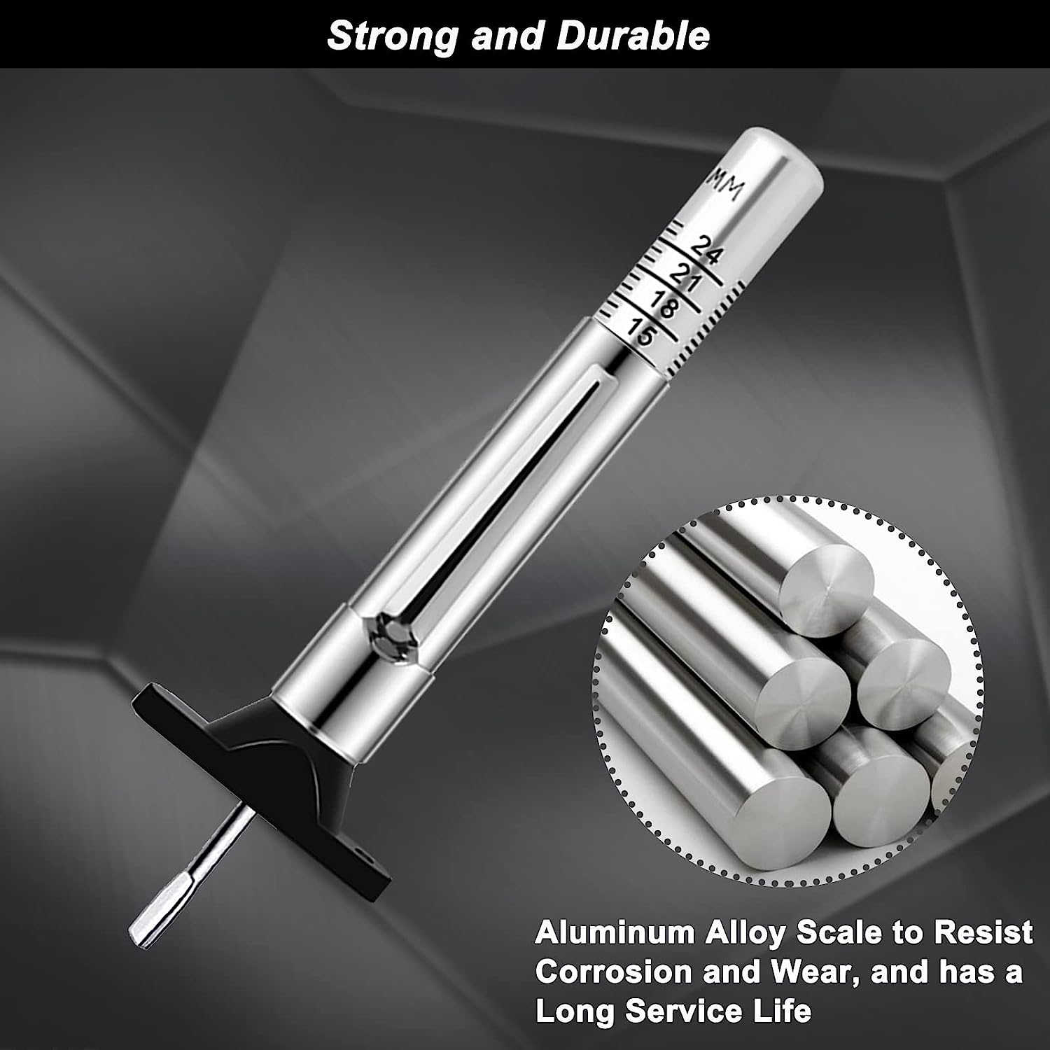 ATsafepro medidor de profundidad de la banda de rodadura del neumático, comprobador de profundidad de la banda de rodadura del neumático de acero inoxidable, herramienta de medición de profundidad del neumático en 25MM/32nds