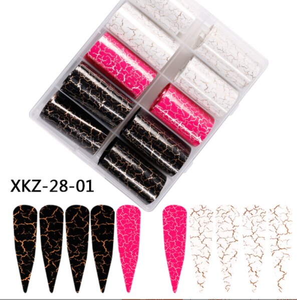 Papel de transferencia con estampado de leopardo para decoración de uñas, pegatina de papel de transferencia con de estrellas, de bambú, para Realce de uñas, 10 unids/caja: XKZ-28-01