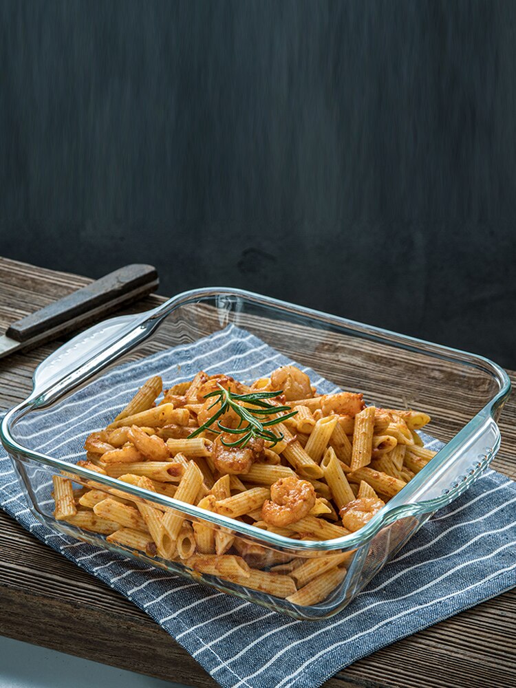 Heat-resistant Glass Bakeware Transparent Microwave Oven Square Steamed Fish Pan