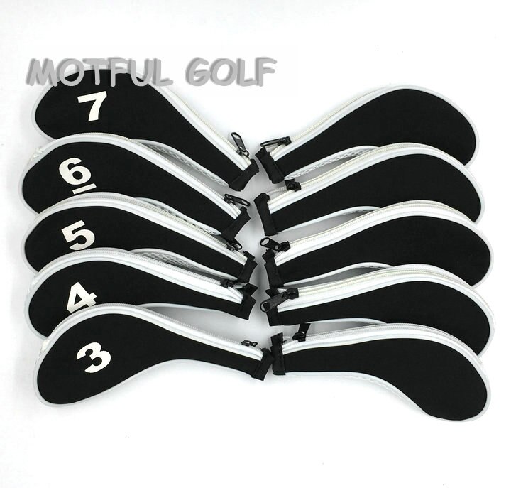 Zipper Golf Iron Headcover irons set Head Cover with zip 10pcs/set White color number printed