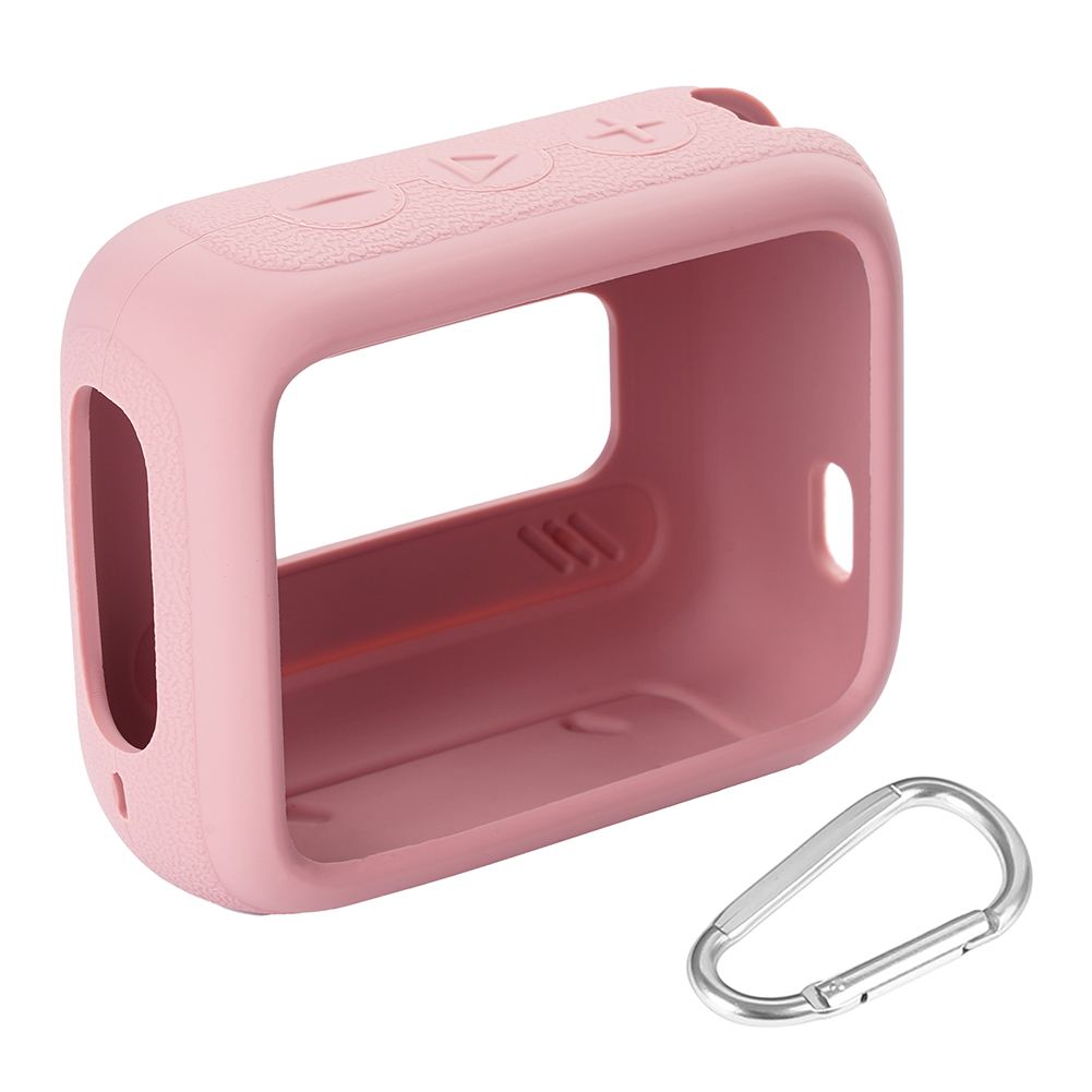 Luidspreker siliconen hoes Anti-kras beschermhoes met karabijnhaak Reisdraagtas voor JBL GO 4-draagbare BT-luidspreker: Roze