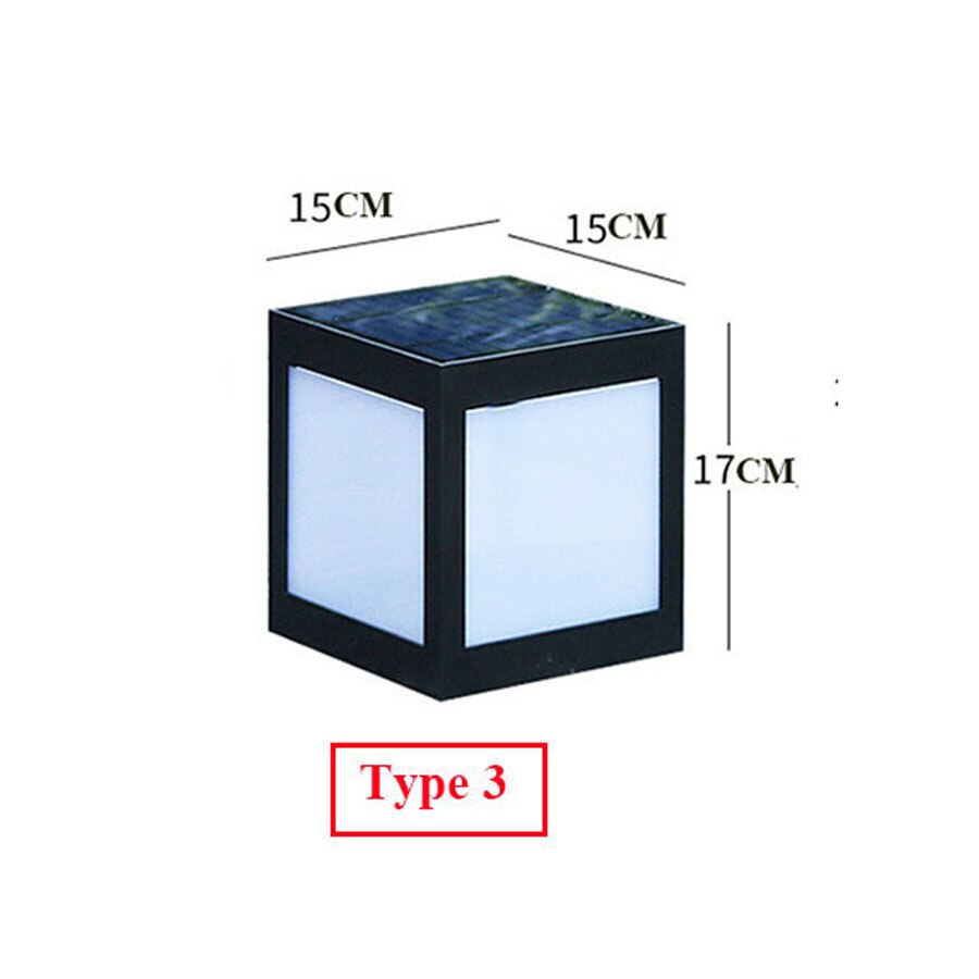 Lámpara Solar LED Thrisdar resistente al agua, pilar Solar para exteriores, puerta, valla, columna Solar para patio, Villas, jardín, porche, estigma ligero: Type 3 / White