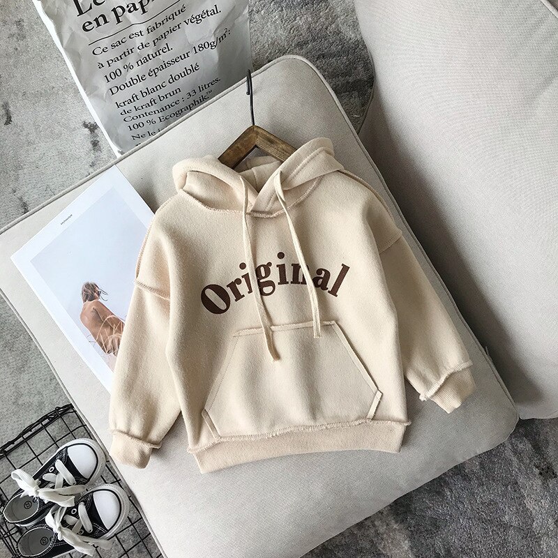 Jongens- en meisjeskleding tops shirts hoody winterkleding capuchontrui sweatshirt katoen casual lange mouwen kleding: Beige / 7t