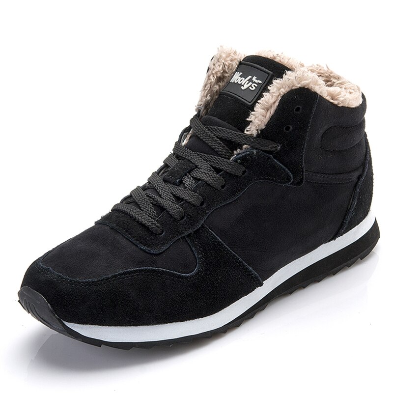 Männer Stiefel Winter Schuhe Plus Größe 46 Stiefeletten Warme Pelz Herren Winter Turnschuhe Winter Stiefel Plüsch Herren Schuhe Winter schnee Stiefel: Black / 8