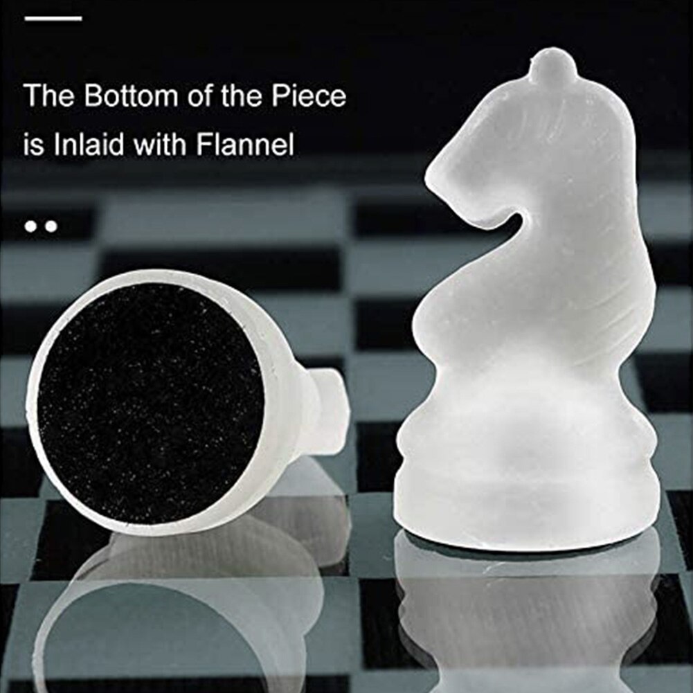Portable Gaming Glass Chess Set Party Home For Adults Kids Fully Functional With Chessboard Clear Frosted