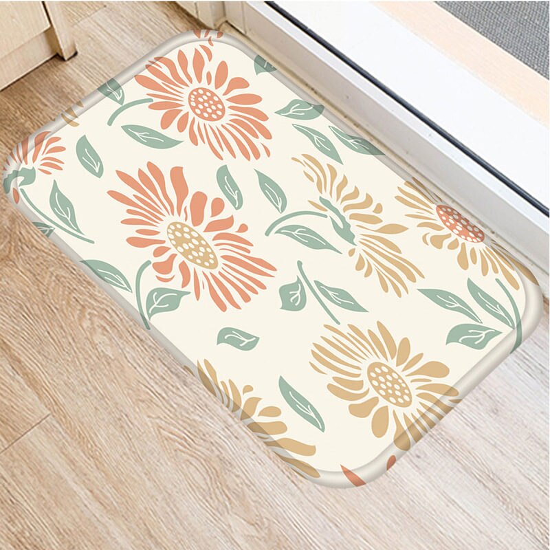 1 st 40*60cm rand blomma prickar mönster halkskyddande mocka matta dörrmatta dörrmatta utekök vardagsrum golvmatta matta 48287: 2dd-48287-009