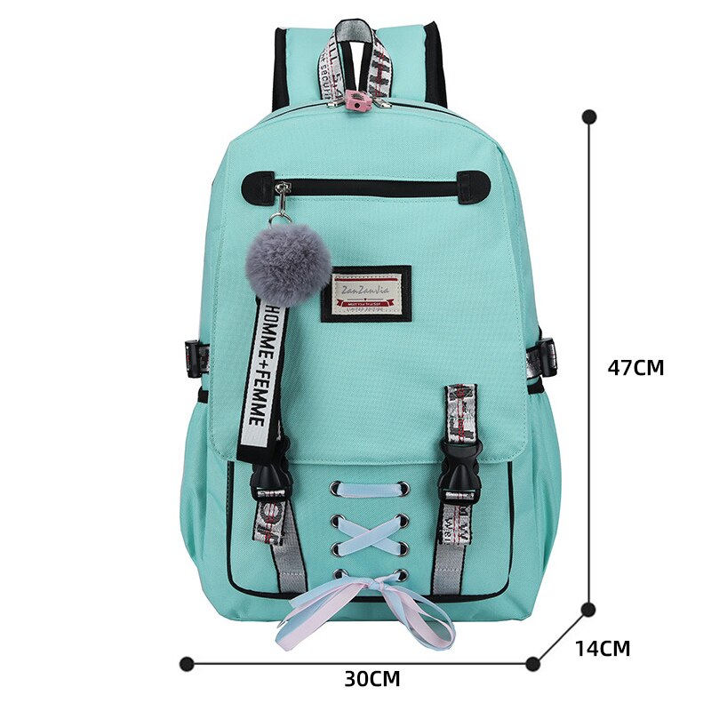 Nouvelle sacs d'école pour adolescentes enfants sac à dos femmes livre grande capacité école sac à dos toile voyage sac Mochila: Lake Blue