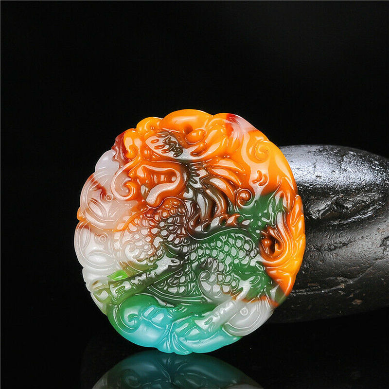 Natural Color Jade Kirin Dragon Pendant Necklace Chinese Hand-Carved Charm Jewelry Amulet Accessories for Men Women