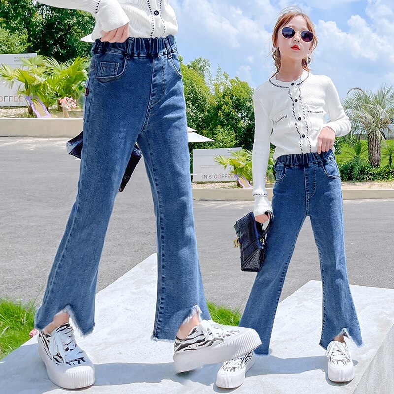 Pantalones vaqueros Acampanados para niñas Y niños, ropa informal de primavera Y otoño, coreana para adolescentes, 10, 12, 13, 14 Y