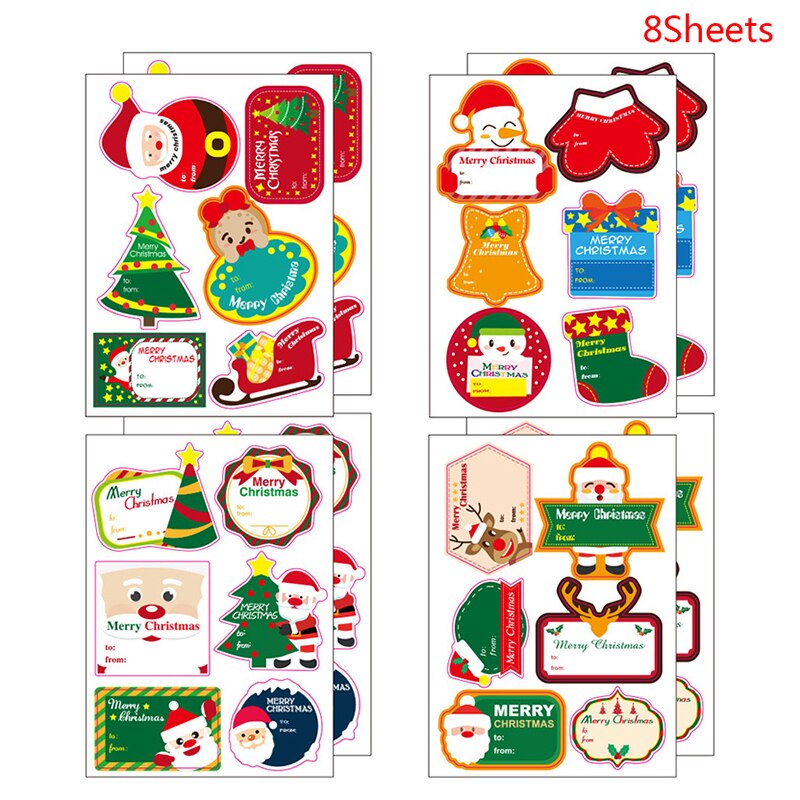 48 Pcs/8 Sheets DIY Christmas Advent Calendar Paper Christmas Tree Snowman StickersPackaging Self-adhesive sealing Labels