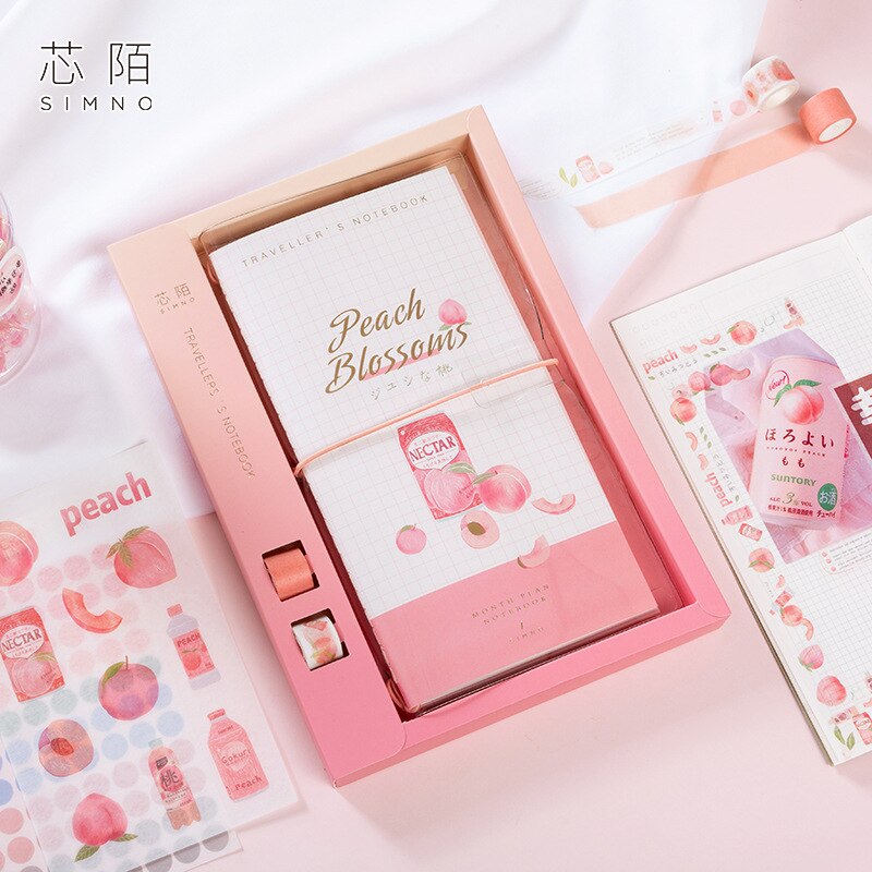 6 st / set kawaii rosa frukt stil planerare bok klistermärken låda tom bok ersättning diy dekorativa klistermärken för tjejer