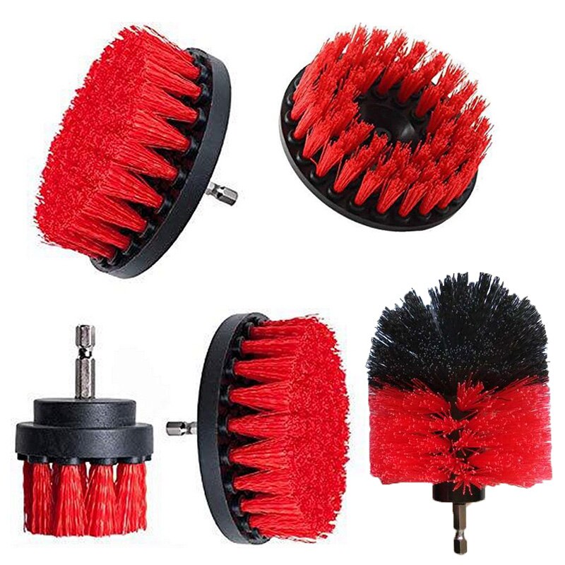 3pcs Power Scrubber Brush Set For Bathroom Cleaning Drill Scrubber Cordless Attachment Kit Power Scrub Tubs Baseboards Scourer: 5pcs red