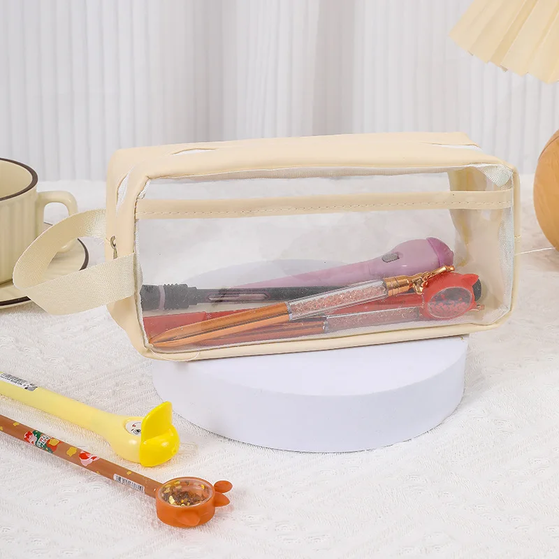 Pvc Large Capacity Pencil Case Clear Pencil Pouch With Zipper Pen Holder Bag Desk Stationery Organizer Transparent Makeup Bag