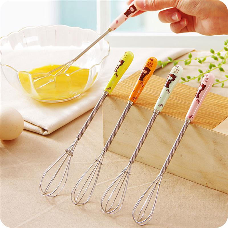 1PCS Mini Stainless Steel Egg Whisk Cute Cartoon Balloon Whisk Small Egg Mixing Mixer Milk Egg Beater Kitchen Cooking Tool