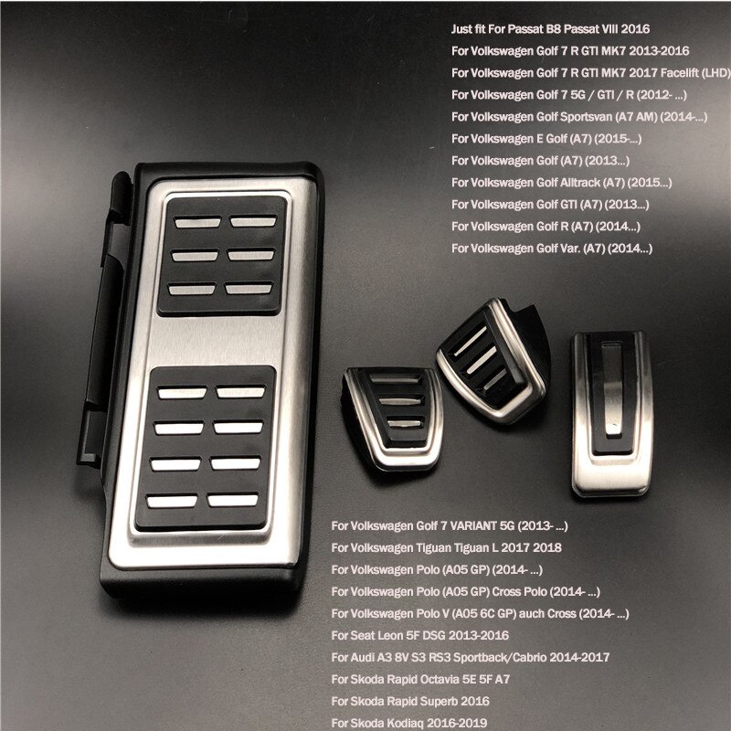 Car styling Footrest Brake Pedals Pads Fit For GOLF 7 GTi MK7 Lamando POLO A05 Passat B8 Skoda Rapid Octavia 5E 5F A7 +: MT 4pcs
