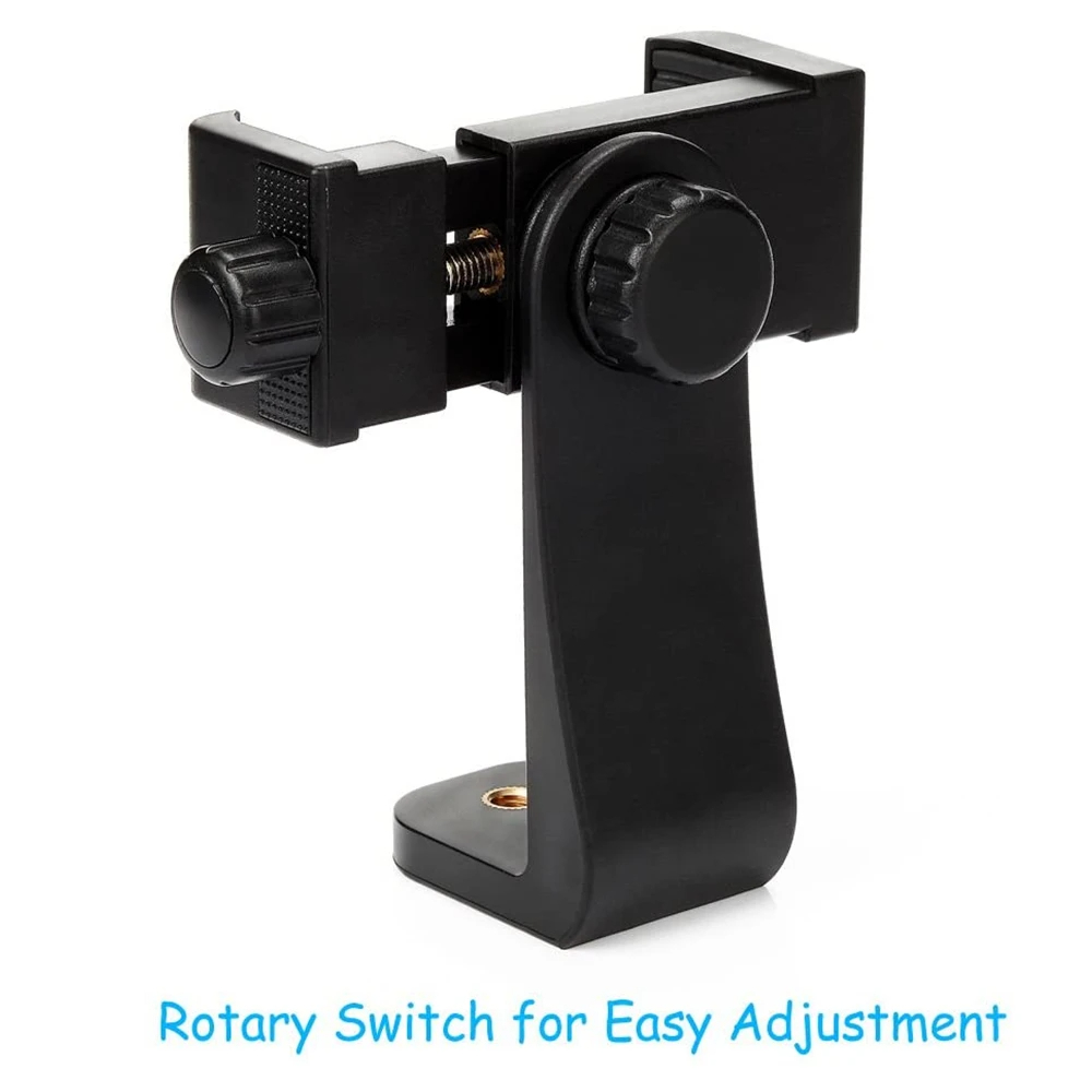 Uchwyt na telefon Pionowy i poziomy adapter robić montażu na statywie Obrotowy wspornik ze śrubą 1/4 cala Regulowany klips robić iPhone'a: czarny