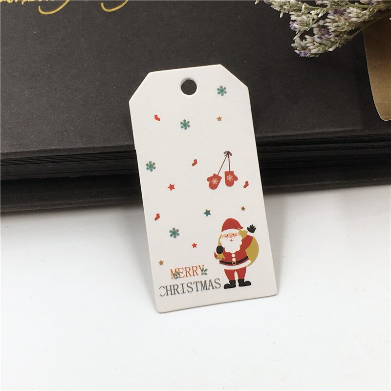 50 pcs DIY Kraft Tags Vrolijk Kerstfeest Etiketten Cadeaupapier Hang Tags Kerstman Papier Kaarten Xmas Party Wikkelen levert: 5x2.5cm-2