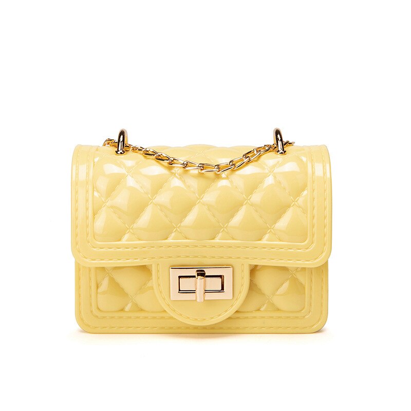 Mini borse e borsette da donna borse a tracolla in gelatina di PVC per donna portafoglio con monete borse a catena per feste da ragazza Tote: yellow