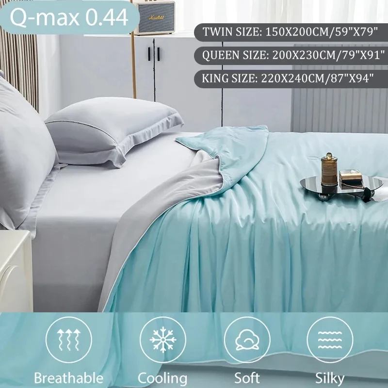 Manta de refrigeración para cama, edredón de aire acondicionado sedoso, ligero, frío de doble cara, tela de refrigeración, Verano