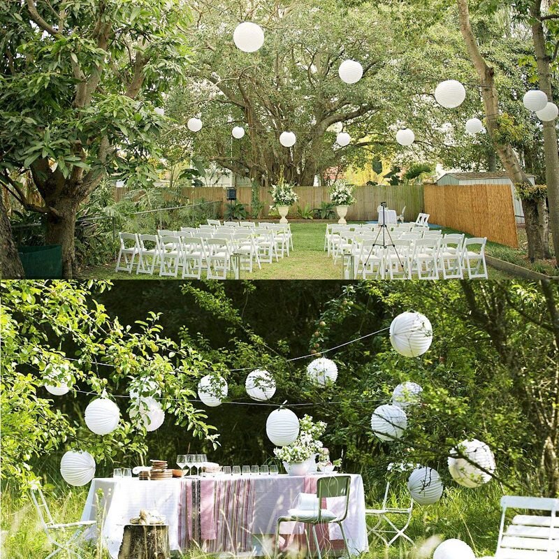 30 Pcs 4 inch-12 inch White Paper Lantern Chinese Lanterne Papier Lampion Wedding Party Halloween Christmas Event Hanging Decor