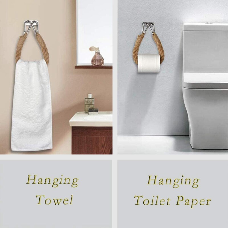 Lot De 2 Cordes Nautiques En Jute - 50,8 Cm, Pour Porte-papier Toilette Ou Serviettes - Déco Plage/bohème