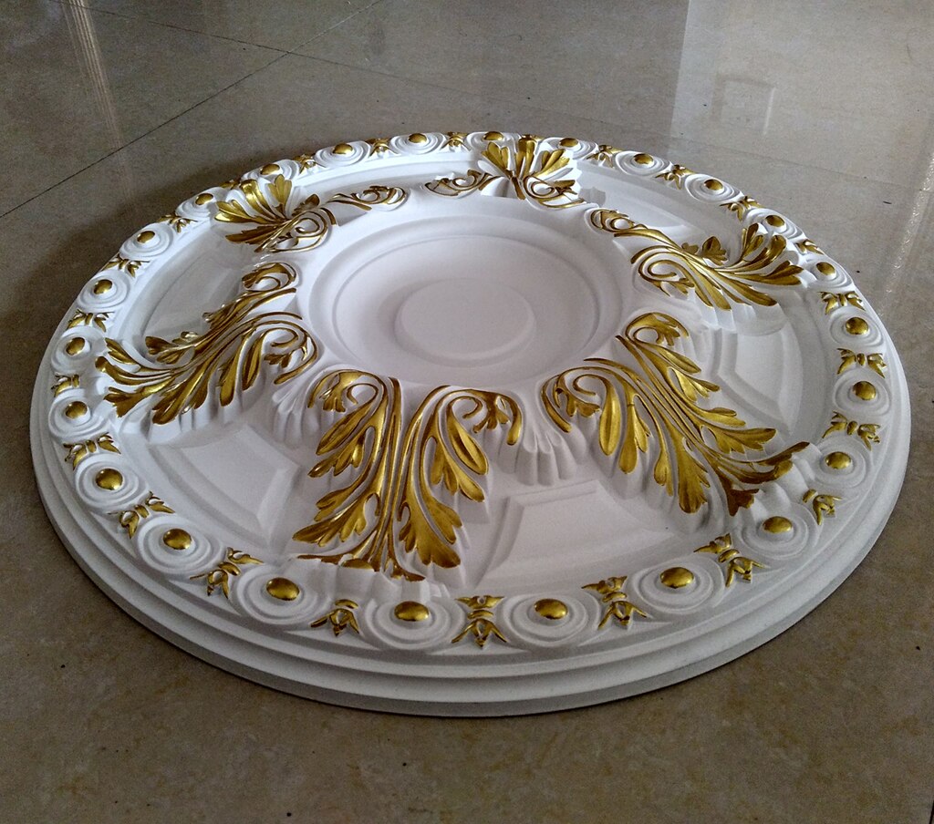 PU decorative ceiling rose D300mm pendant lamp base light decor panel ceiling rosette decoration