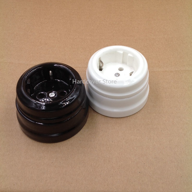 2pcs European Ceramic Socket 16A EU Wall Outlet Pop Socket Black and White