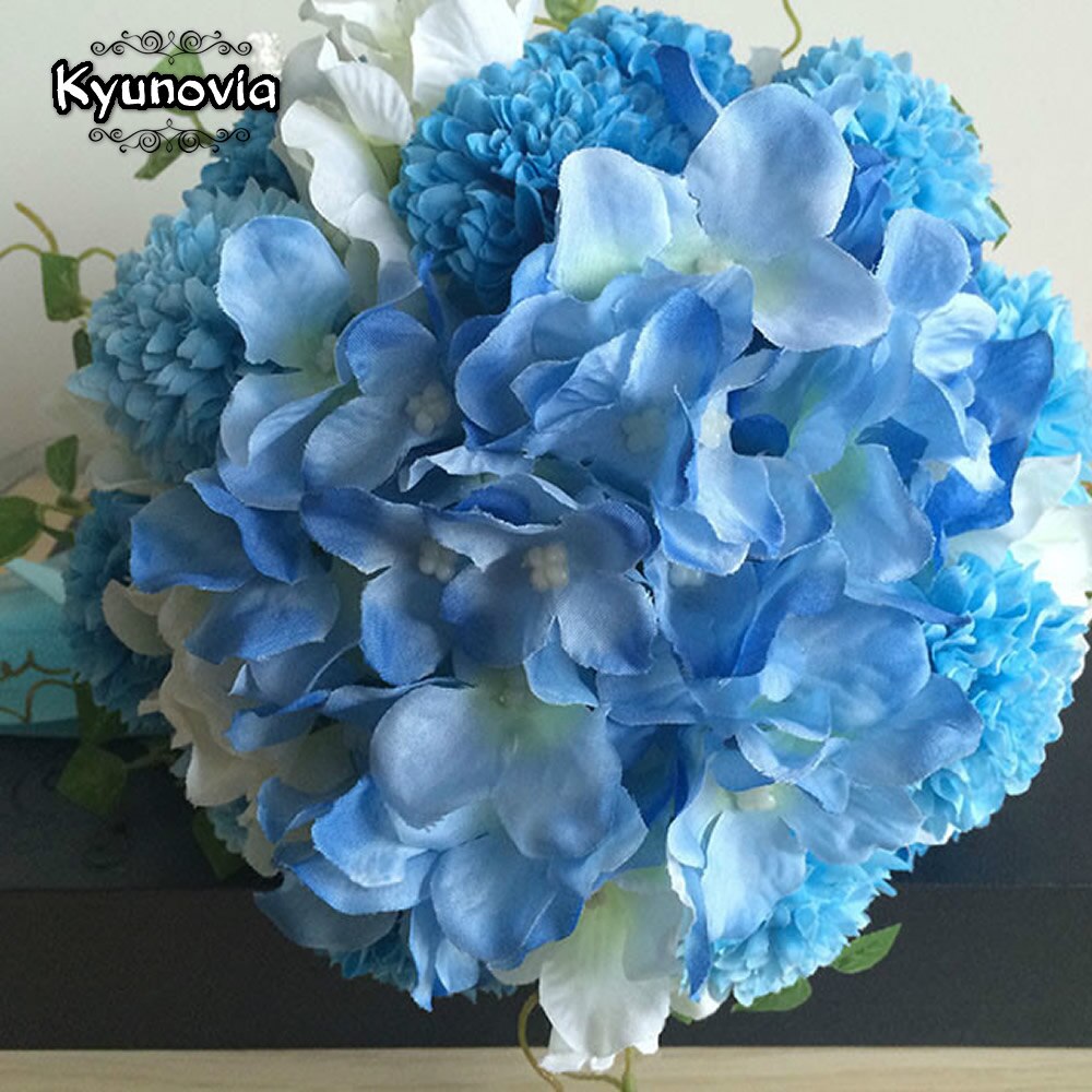 Kyunovia elegancki hortensja bukiety ślubne symulowane chryzantemy Cymbidium bukiety ślubne ręcznie druhna bukiet D64