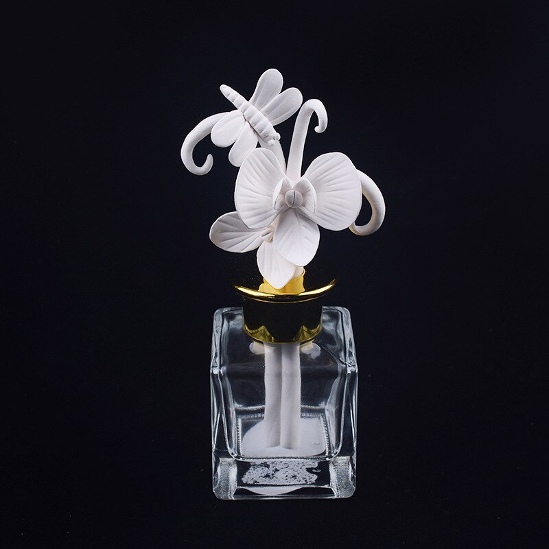 1pcs Aromatherapy Ceramic Flower for Reed Diffuser, Home Fragrance and Essential Oil Home Decoration Ceramic Accessaries: Dark Grey