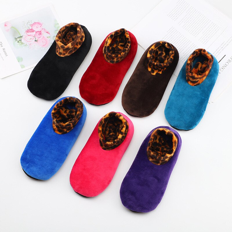 Non Slip Socks Tile Wood Floors Anti-Skid Crew Grip Socks Warmth And Velvet Thickening Autumn And Winter For Adults