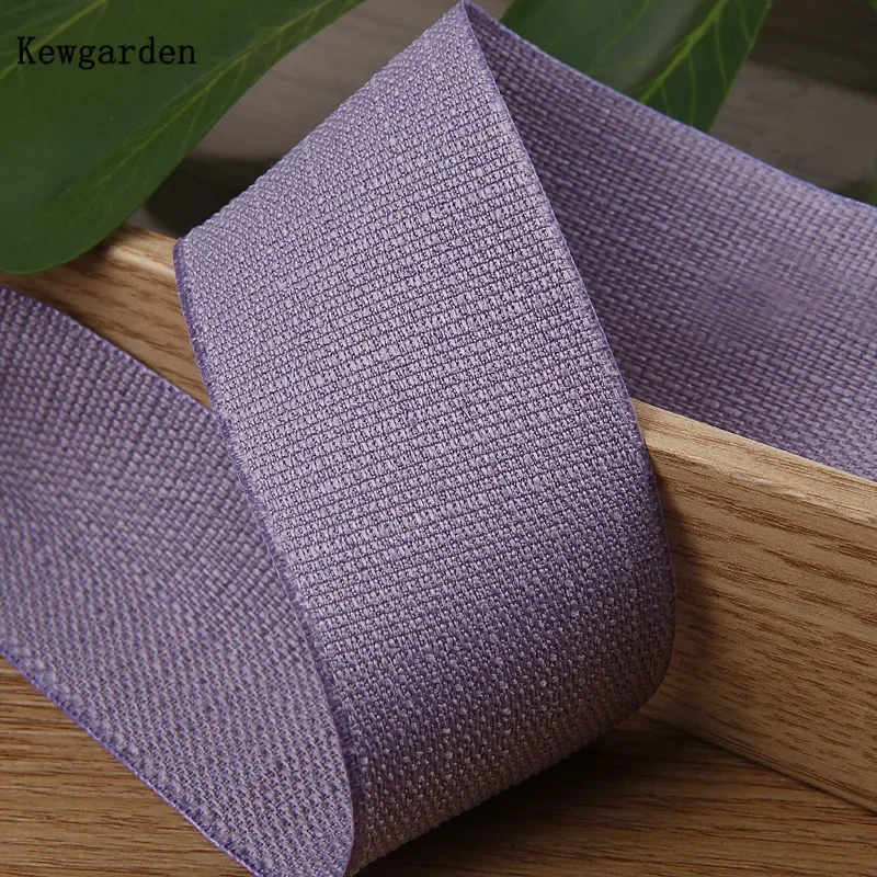 Kewgarden 40mm 1,5 "cinta de lino y algodón DIY lazos para el cabello accesorios de costura cinta hecha a mano manualidades 10 yardas: Morado
