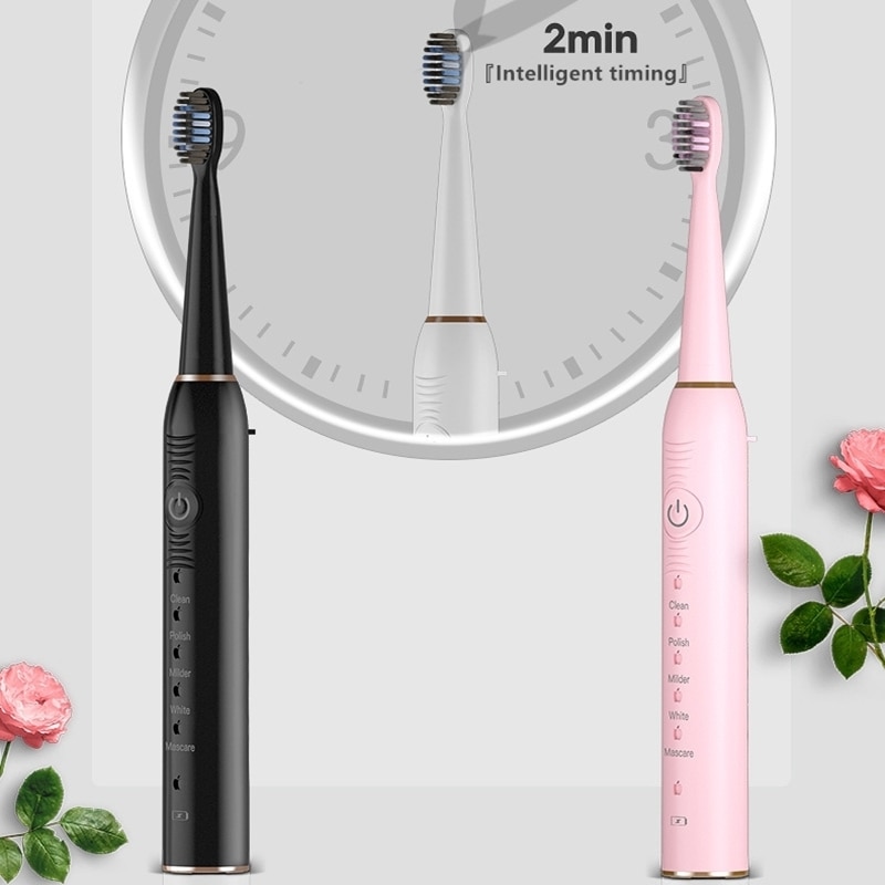 Phyopus ultrasone elektrische tandenborstel antislip snel opladen ipx 7 waterdicht 5- standen persoonlijke verzorging gezichtsborstel