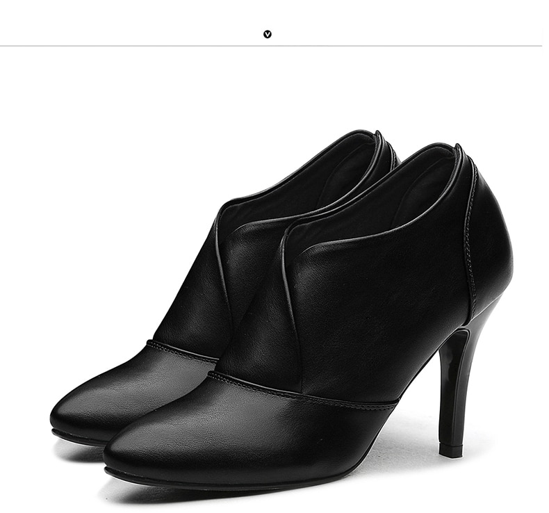 Botas Mujer – escarpins à talons hauts et fins pour femme, chaussures habillées à bout pointu, noires et rouges, 78L62, hiver