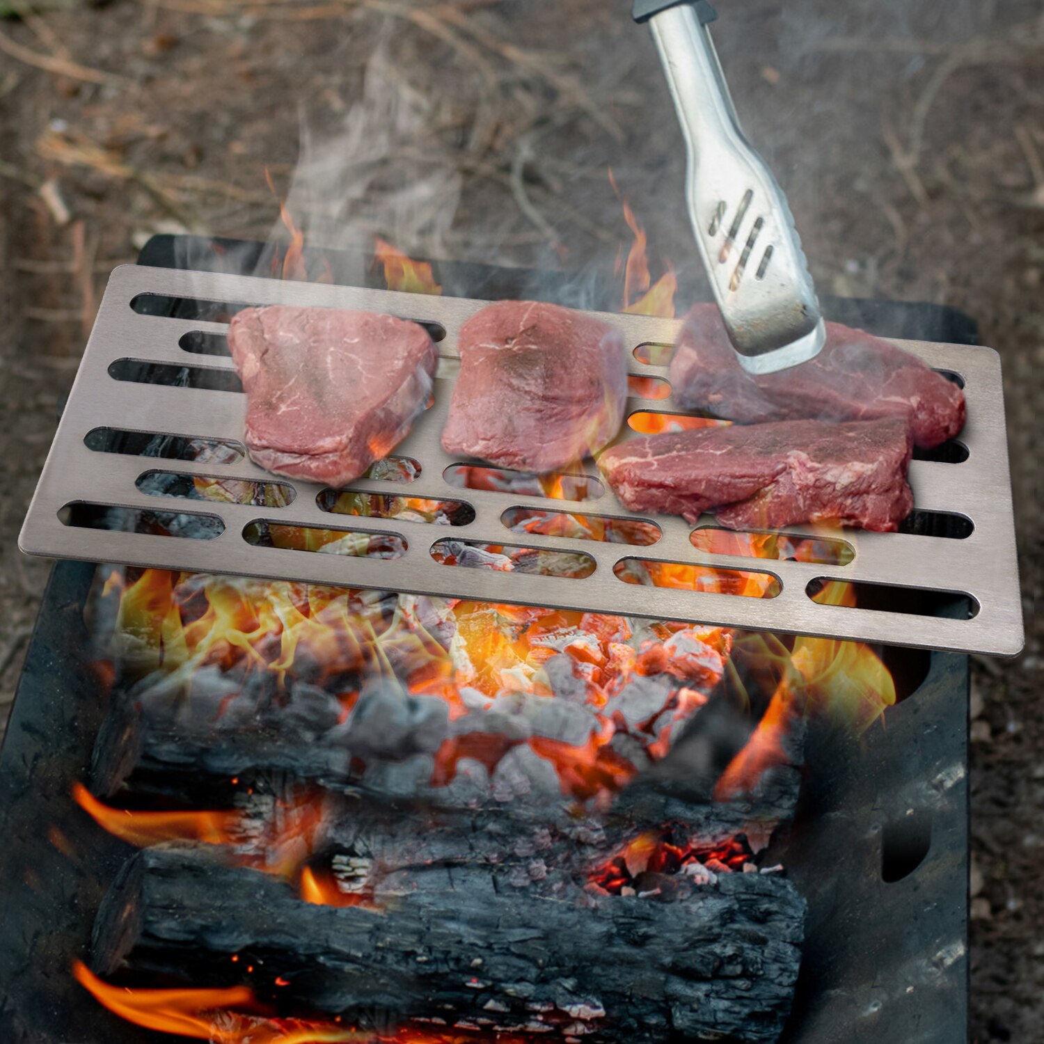 Parrilla de barbacoa de titanio Lixada, placa de parrilla de barbacoa portátil ligera para acampar al aire libre, senderismo, mochilero, patio de Picnic