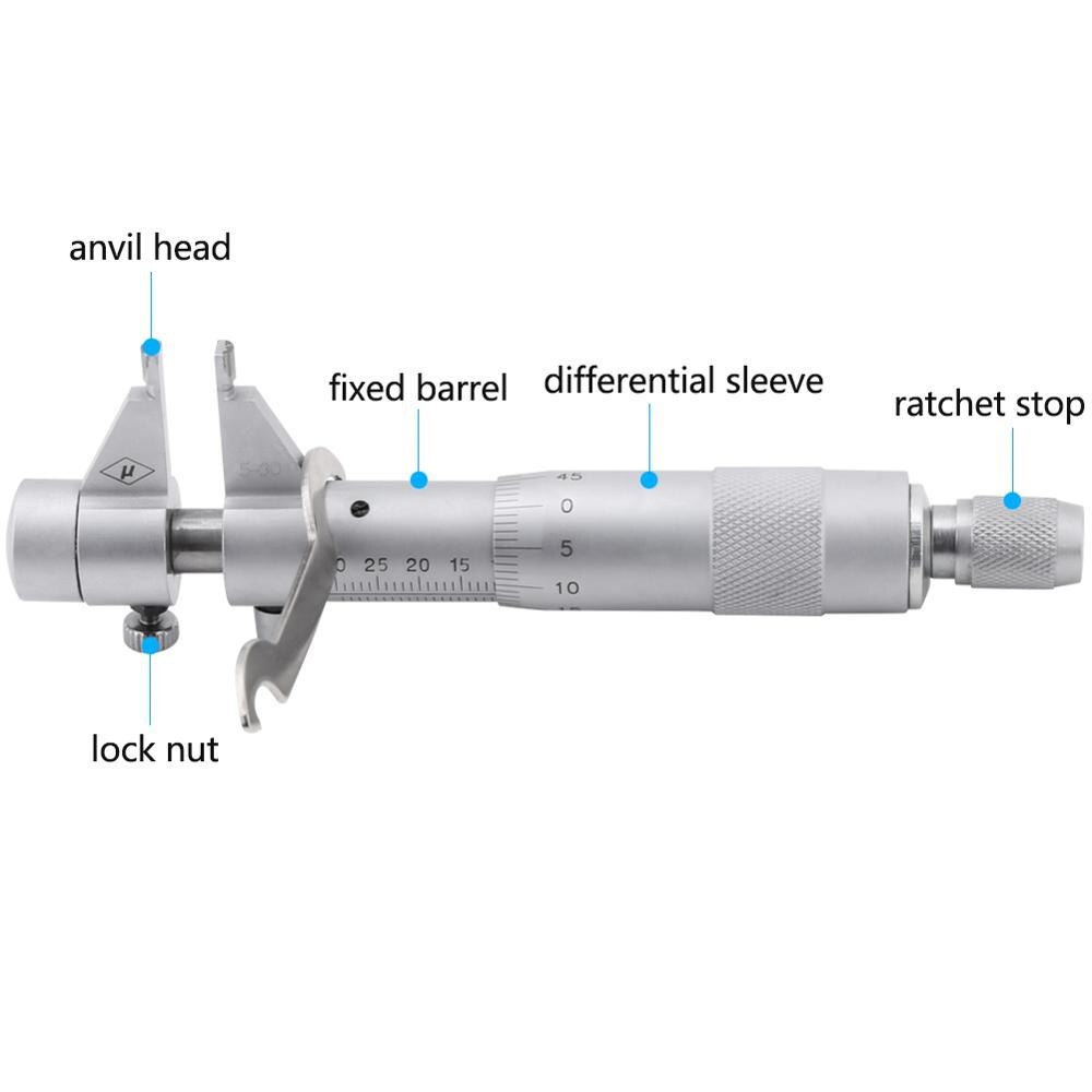 Inside Micrometer Hole Bore Internal Diameter Gage Gauge 5-30mm Range 0.01mm Precision Mikrometer