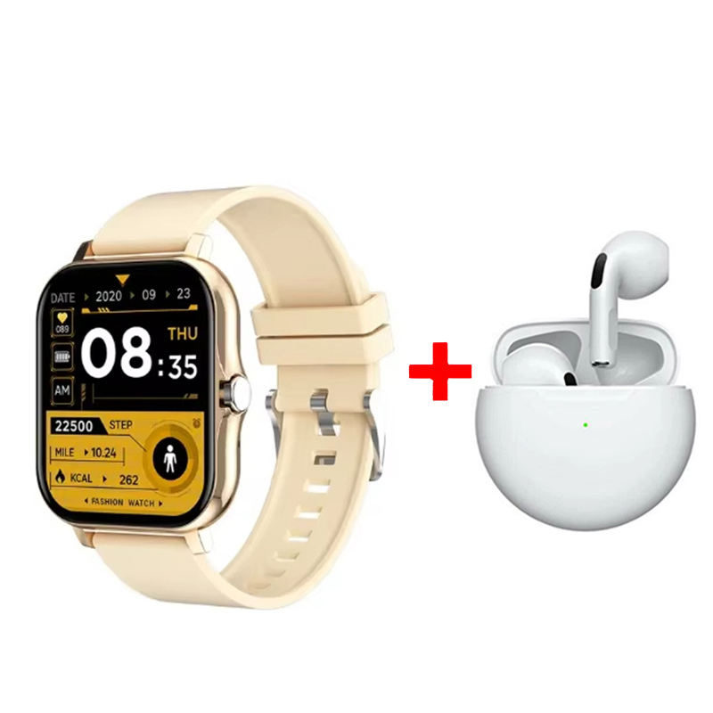 Inteligentny zegarek sportowy ze słuchawkami Zegarki sportowe zdatność monitor pracy serca Odbieranie połączeń Wodoodporny smartwatch dla kobiet mężczyzn Prezent: żółty