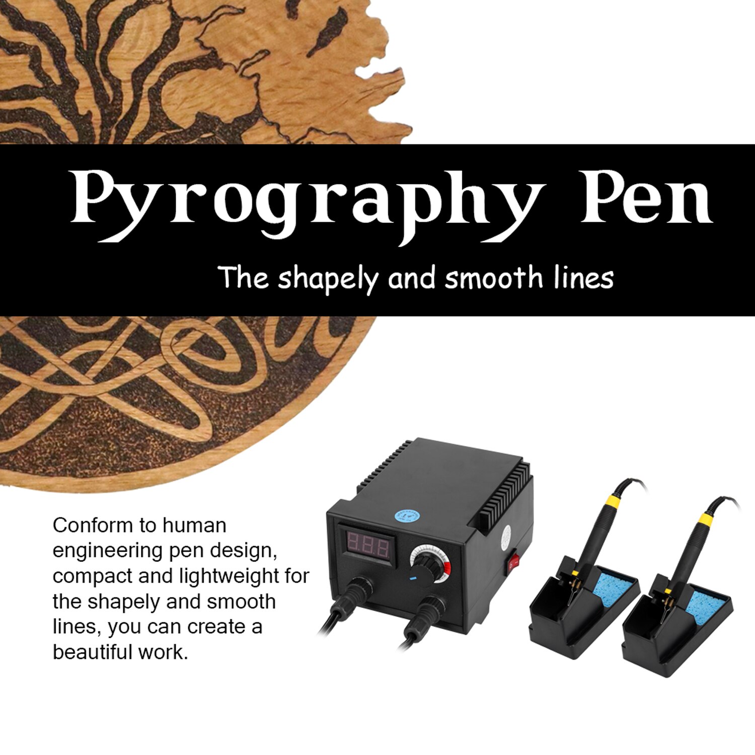 Hout Pyrography Machine Brandende Pyrography 100W Verstelbare Temperatuur Brander Hout Cautery Pyrography Pen Kalebas Ambachten Tool Set