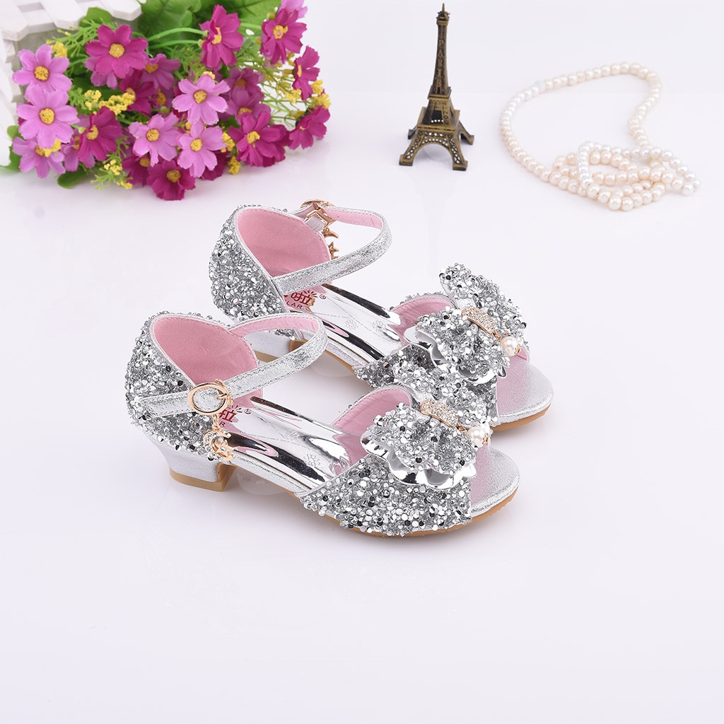 Kinder Kinder Schuhe Mädchen Casual Bowknot Sandalen Kristall Bling Pailletten Einzelnen Schuh Party Prinzessin Dance Sandalen Hochzeit Schuhe
