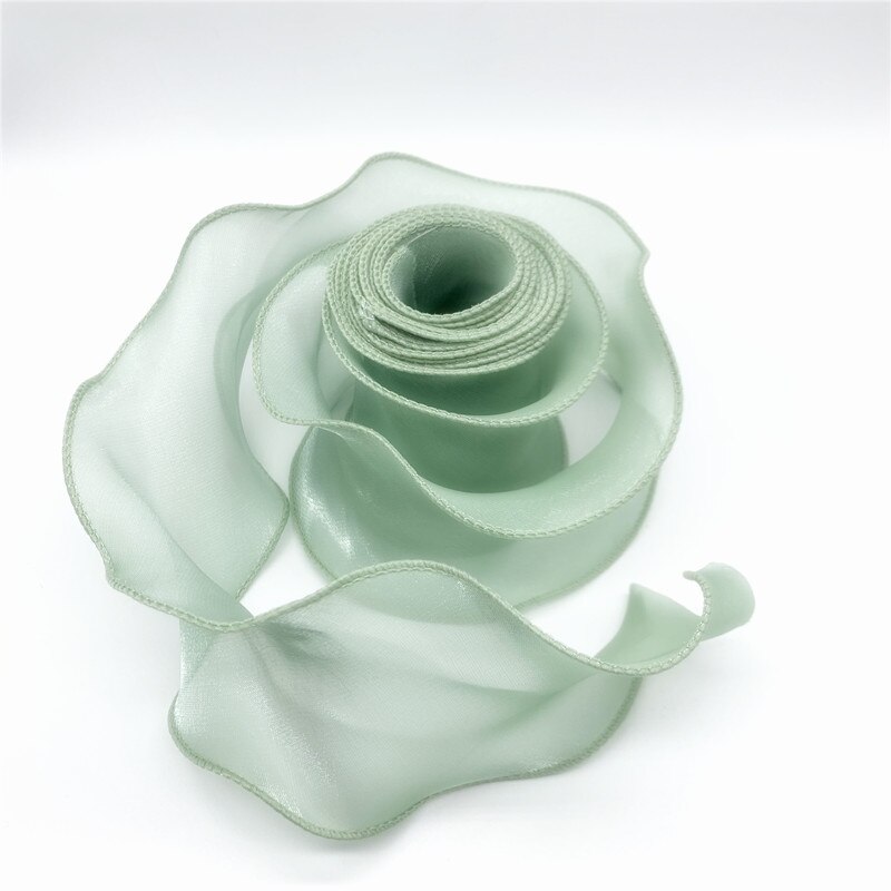 Cintas de encaje para adorno de pelo, listón Organza seda, borde ondulado de 60mm, 1 yarda/lote, tejido de costura, decoración de ropa: 04
