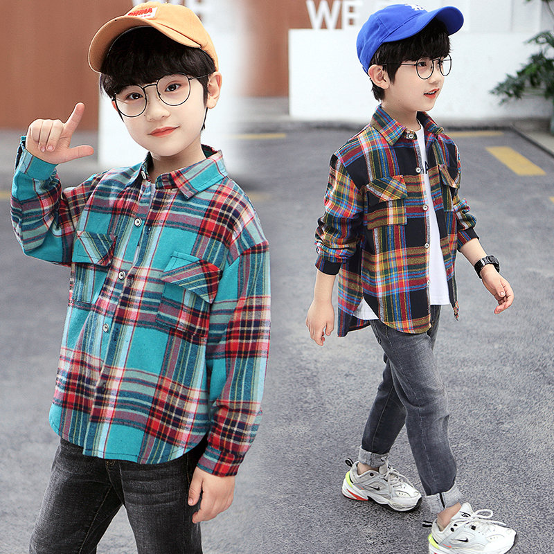 Camisa a cuadros de algodón para niños, ropa informal Vintage para adolescentes, de manga larga, de coreana, de 4 a 14 años