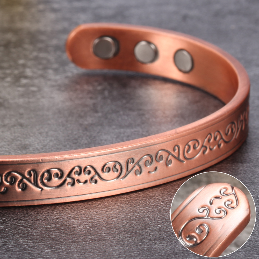Pure Copper Magnetic Bracelet Benefits 8.3mm Adjustable Cuff Copper Magnetic Bracelet Arthritis Pain Relief Energy Bracelet Men
