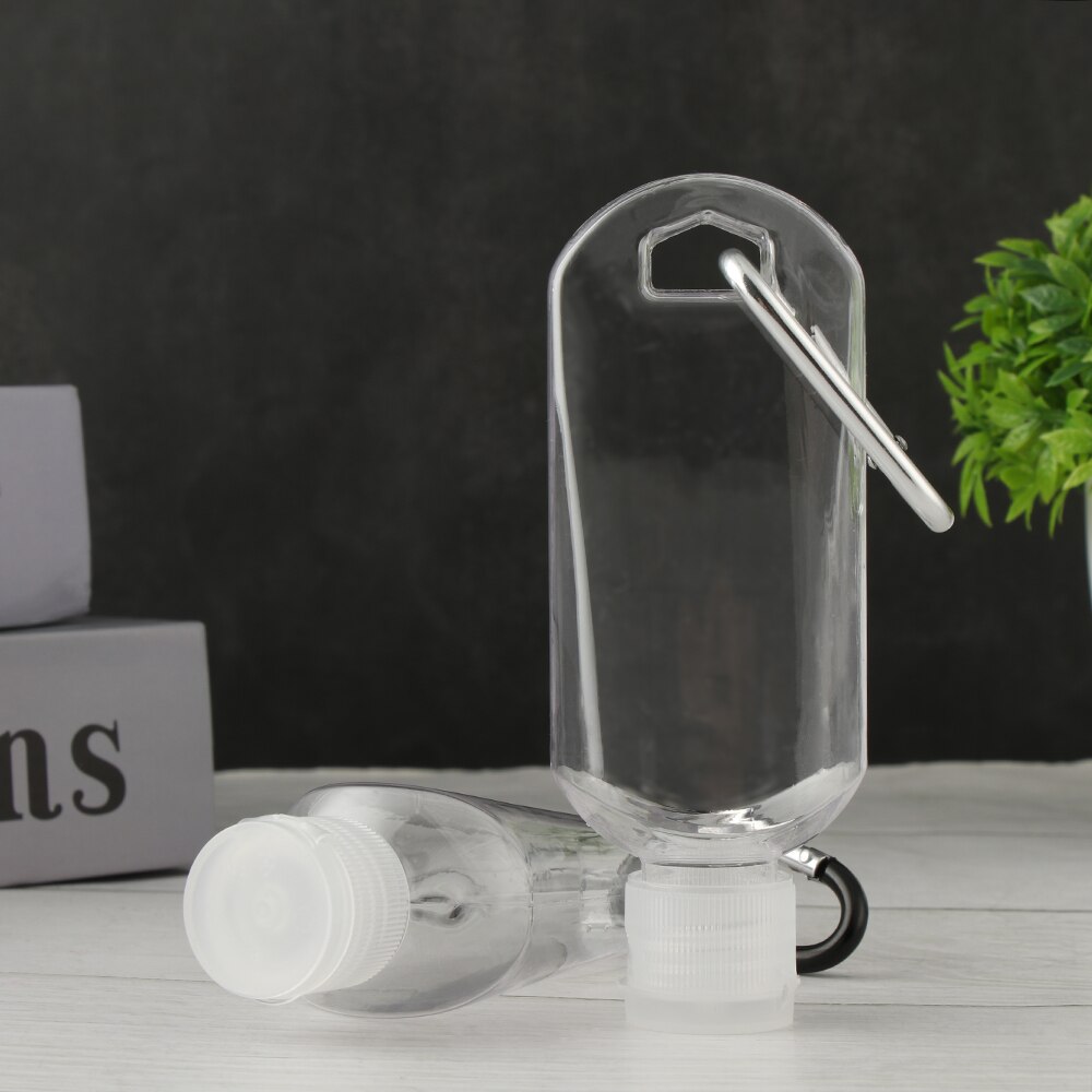 Botellas recargables de Color aleatorio, 5 unidades, 30/50ml, para lavar a mano, almacenamiento transparente vacío, contenedor de plástico transparente, gancho, herramienta de maquillaje