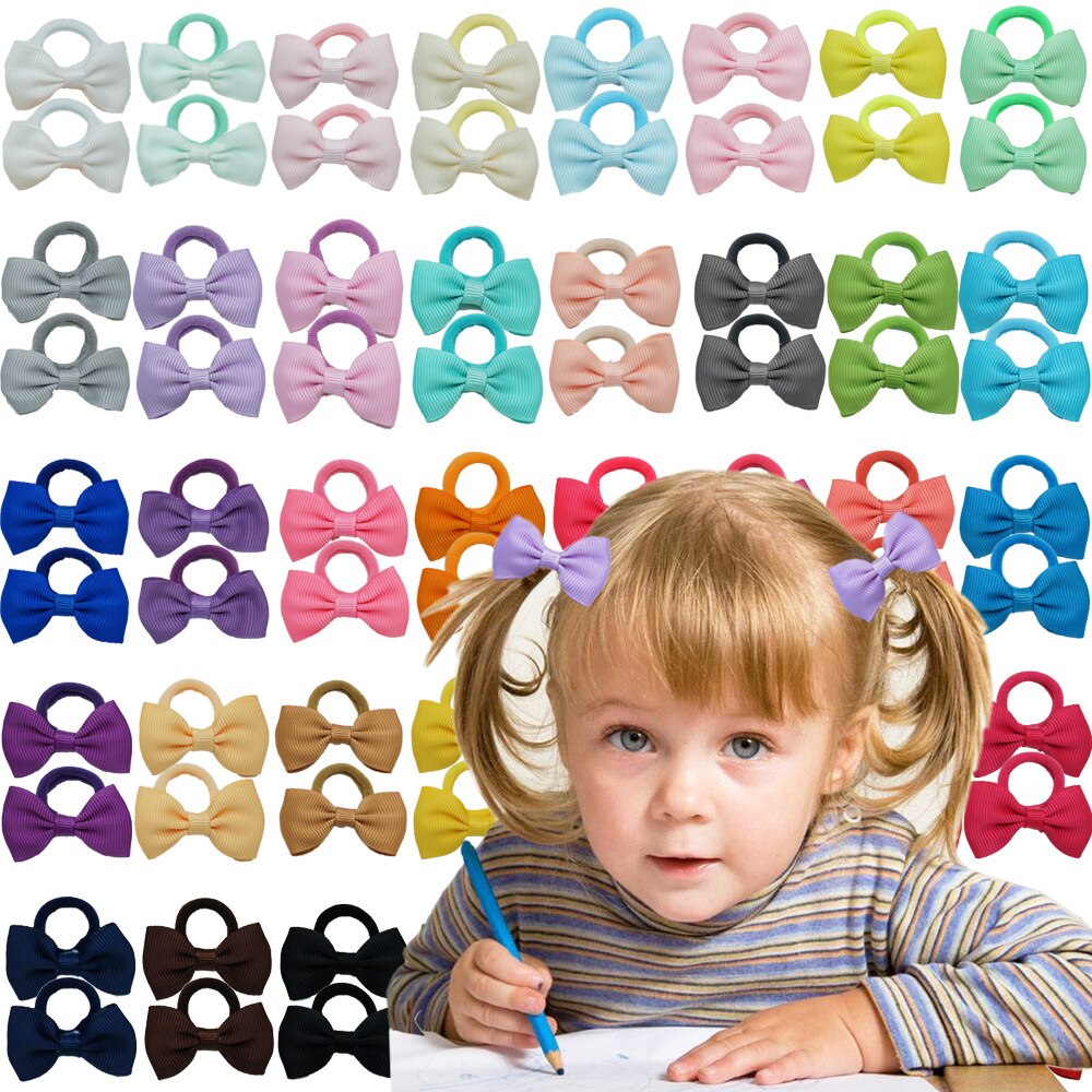 Accesorios para el cabello para niños, 10 Uds., lazo, banda de goma, anillo para el pelo, Color caramelo, tocado para bebé, accesorios para el cabello