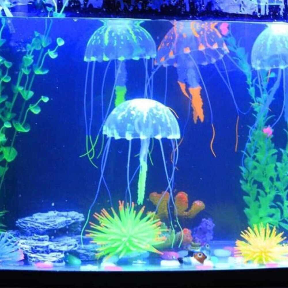 4Pcs Lichtgevende Simulatie Kwallen Kunstmatige Kwallen Versiering Creatieve Decor Voor Aquarium Fish Tank (Willekeurige Kleur)