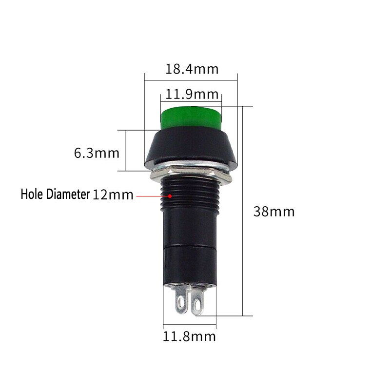 10PCS/LOT Momentary Push Button Switch 12mm Momentary 3A 250VAC Round Switches PBS-11A PBS-11B 2PIN Self-Recovery Self-Locking