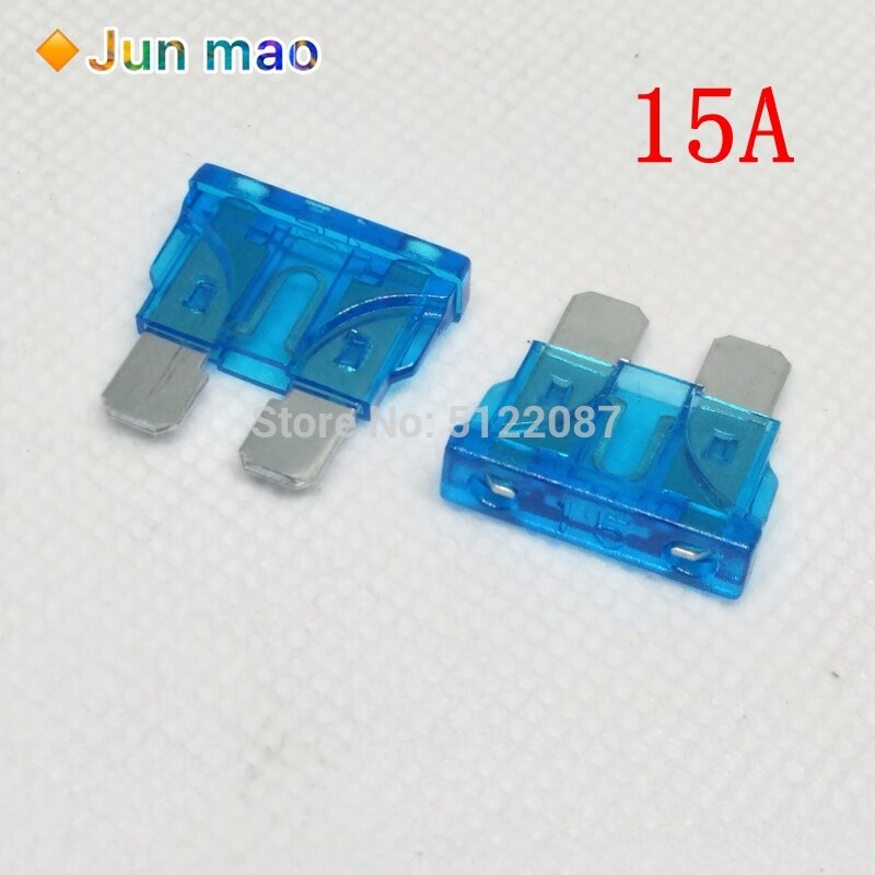 Fusible de hoja de coche estándar, fusible para automóvil de 5, 10, 15, 20, 25, 30 amperios, blanco, amarillo, rojo, azul, naranja y verde, 30 Uds.: 15A 30PCS