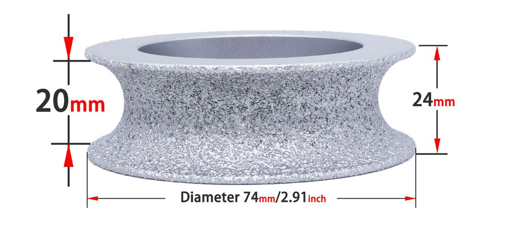 SUBRILLI Diamant Schleifen Rad Vakuum Gelötete Volle Bullnose Diamant Router bisschen Profilierung Rad Für Stein Granit Rand Schleif: 20MM