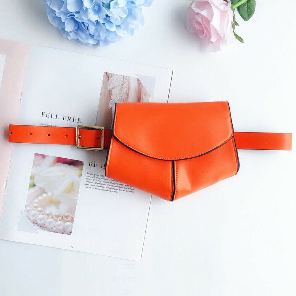 neueste Heiße Damen Fanny Taille Fanny Pack Frauen PU Leder Gürtel Tasche Lässig Brust Beutel Schlange Haut Gedruckt Tasche: Orange