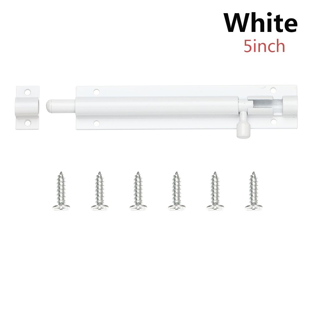2/3/4/5/6/8inch Aluminum Alloy Door Latch for Home Window Catch Lock Slip Bolt Fiting Door Lock Buckle Silent Gate Hook Hardware: white-5inch